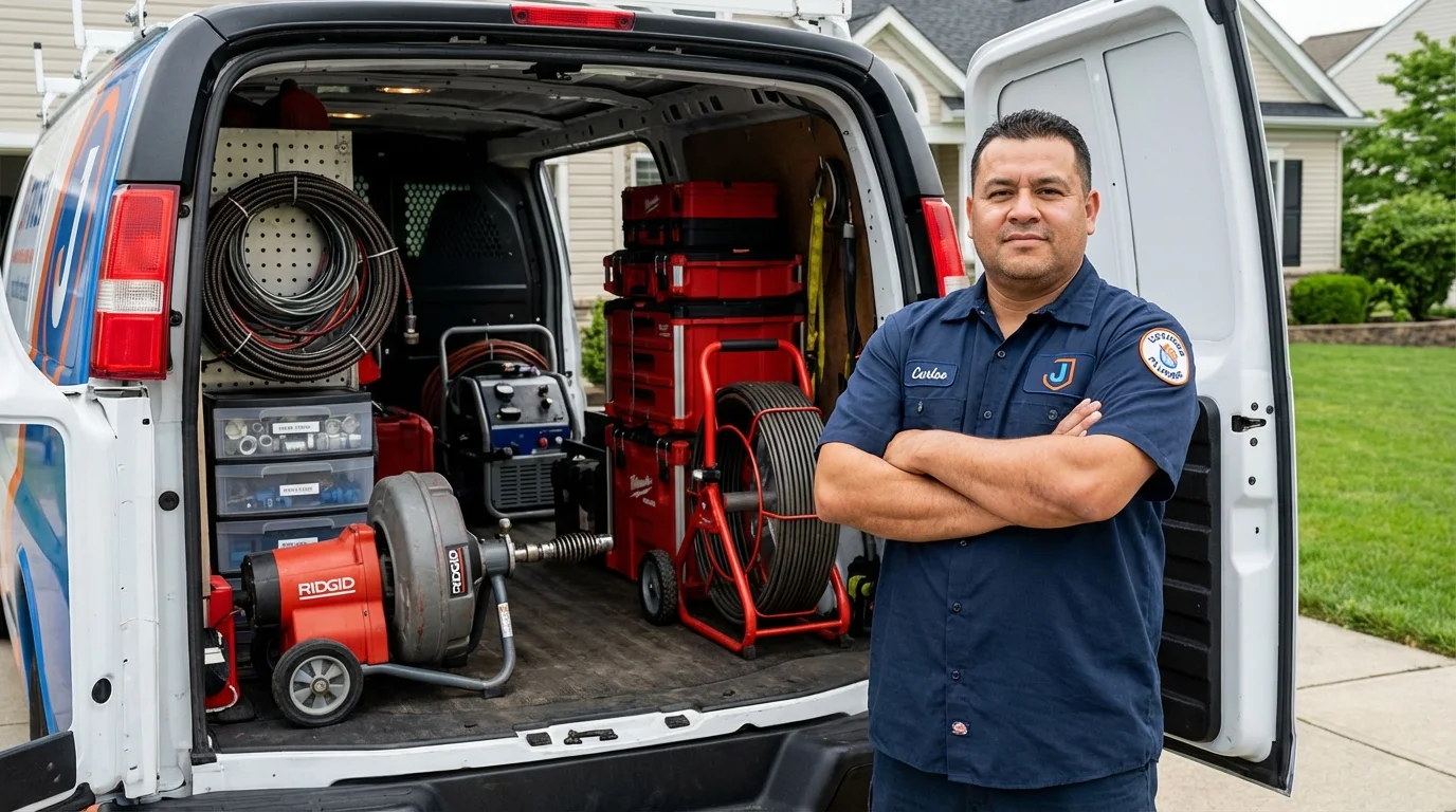 Professional drain cleaning equipment and Johns Plumbing LLC plumber in Yellow Springs