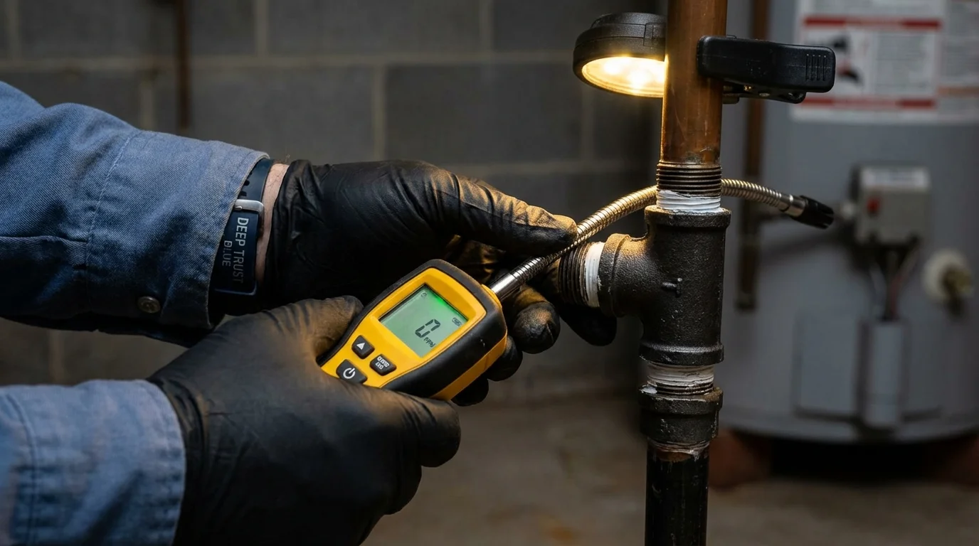 Gas leak detection with electronic sniffer by Johns Plumbing LLC in Yellow Springs