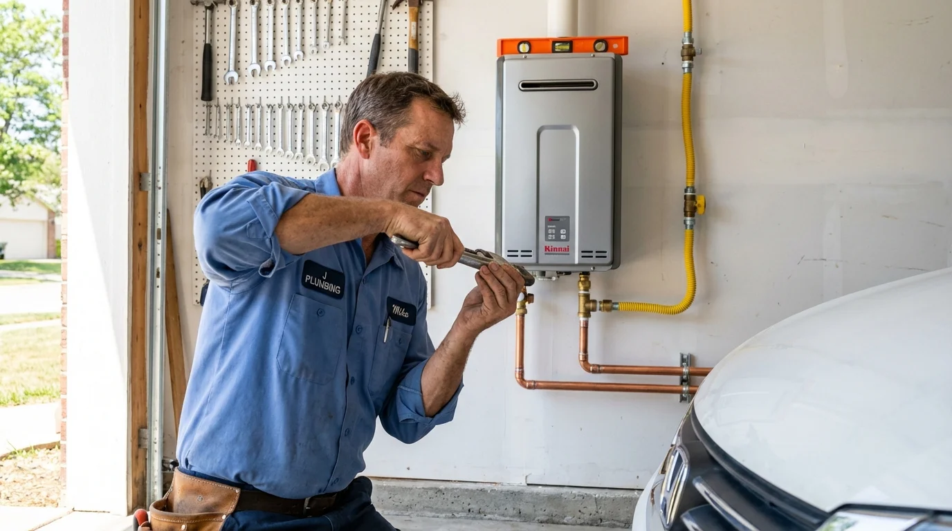 Tankless water heater installation by a Johns Plumbing LLC plumber in Yellow Springs